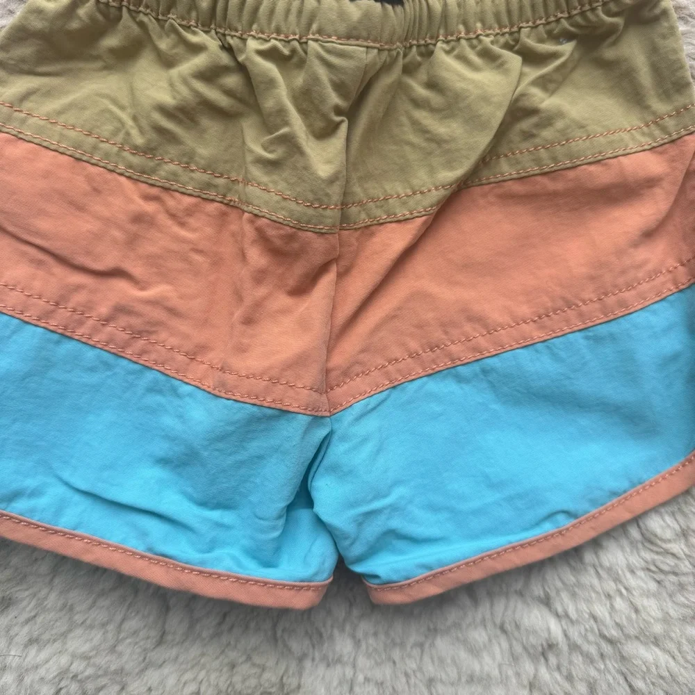 Patagonia Kids Swim Trunks in Tan, Peach & Aqua